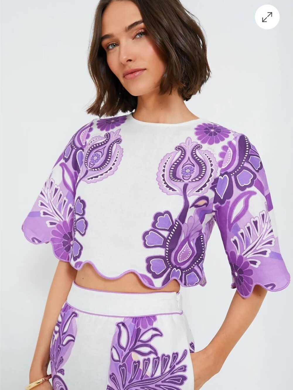 Farm Rio Xs Linen Crop Top